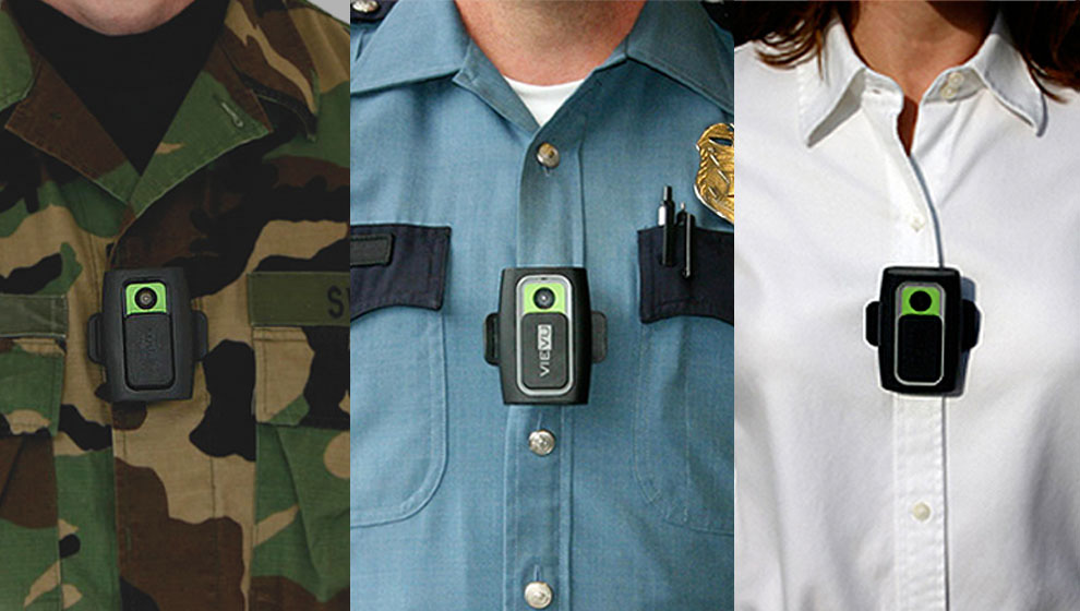Law enforcement officers wearing video cameras